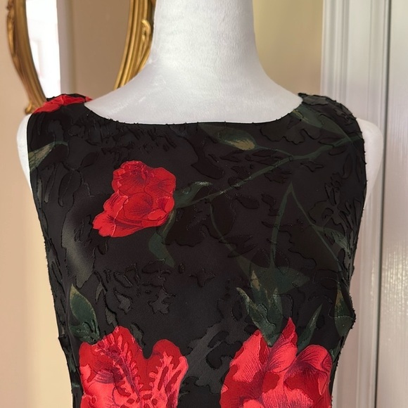 Robbie Bee Silk Blend Velvet Burn Out Y2k Floral Sleeveless Dress Vintage 8P - Picture 15 of 16